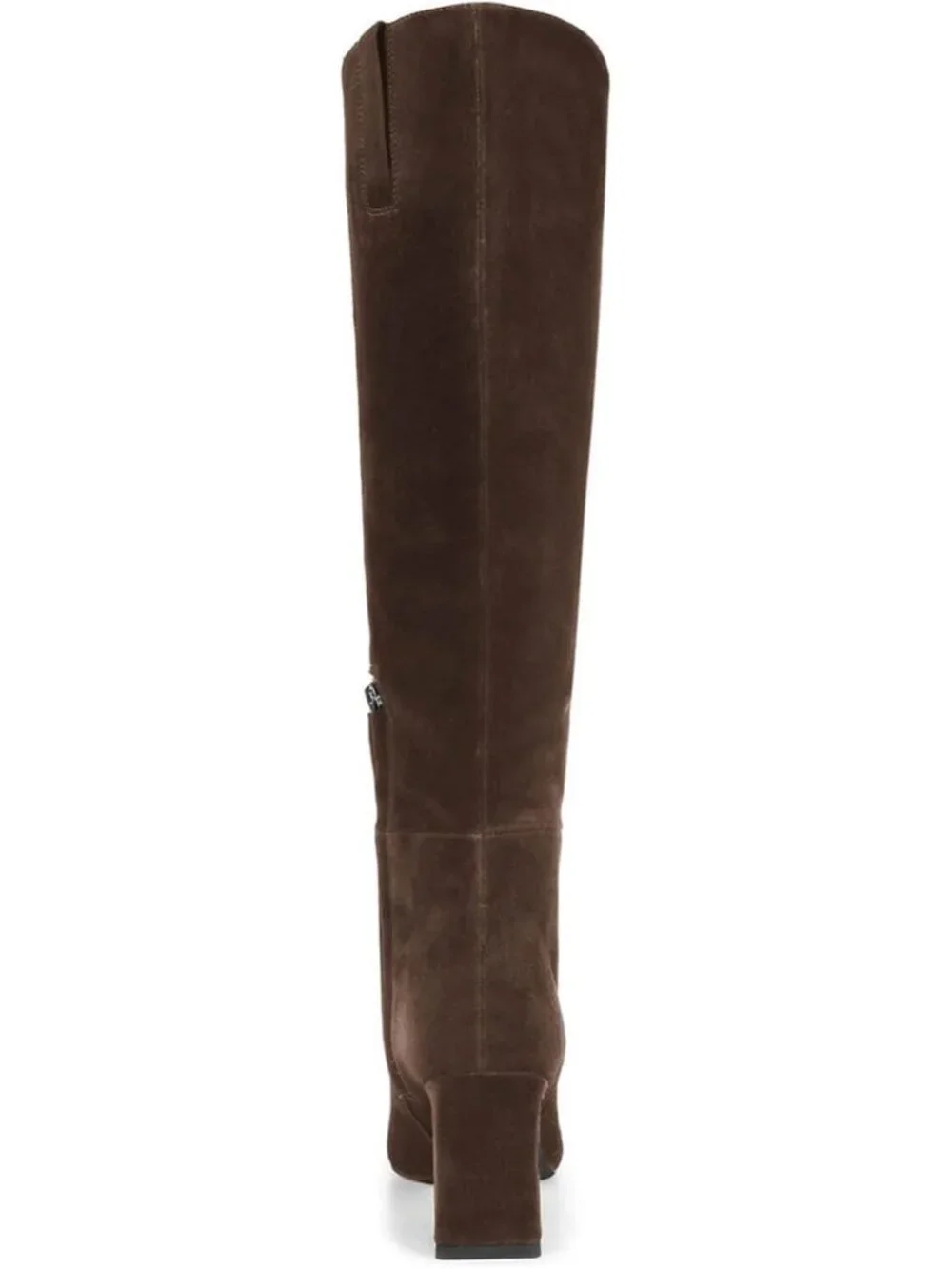 Women's Chocolate Chunky Heel Pointed Toe Faux Suede Side Zipper Knee High Boots